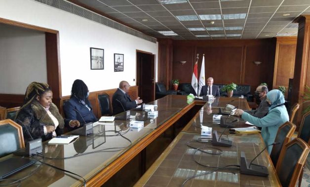 Meeting of Minister of Irrigation and Water Resources Mohamed Abdel Aty and Burundi Ambassador to Cairo Sheikh Rashed Malashi on March 30, 2022. Press Photo